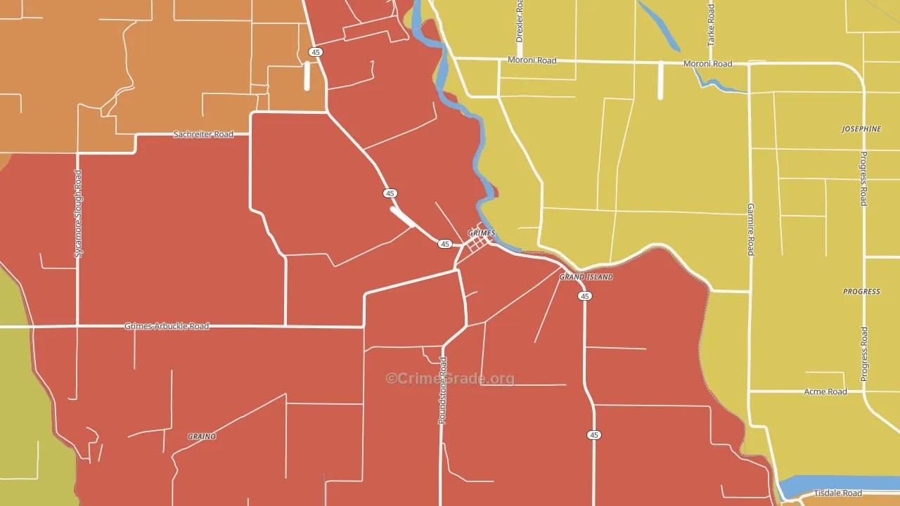 Grimes, CA Map of Robbery Rates