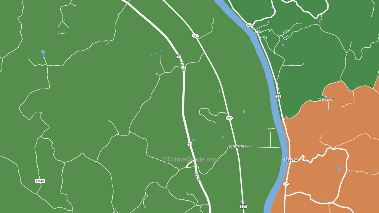 Grimms Landing, WV Map of Robbery Rates