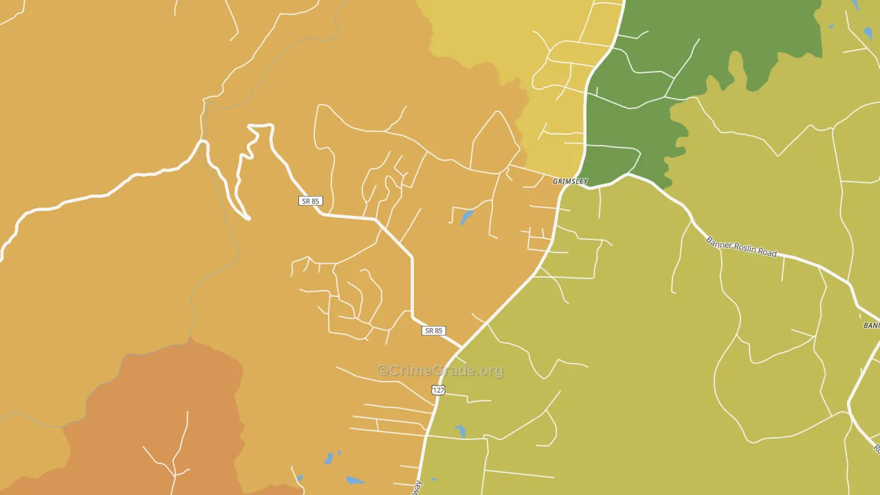 Grimsley, TN Map of Robbery Rates