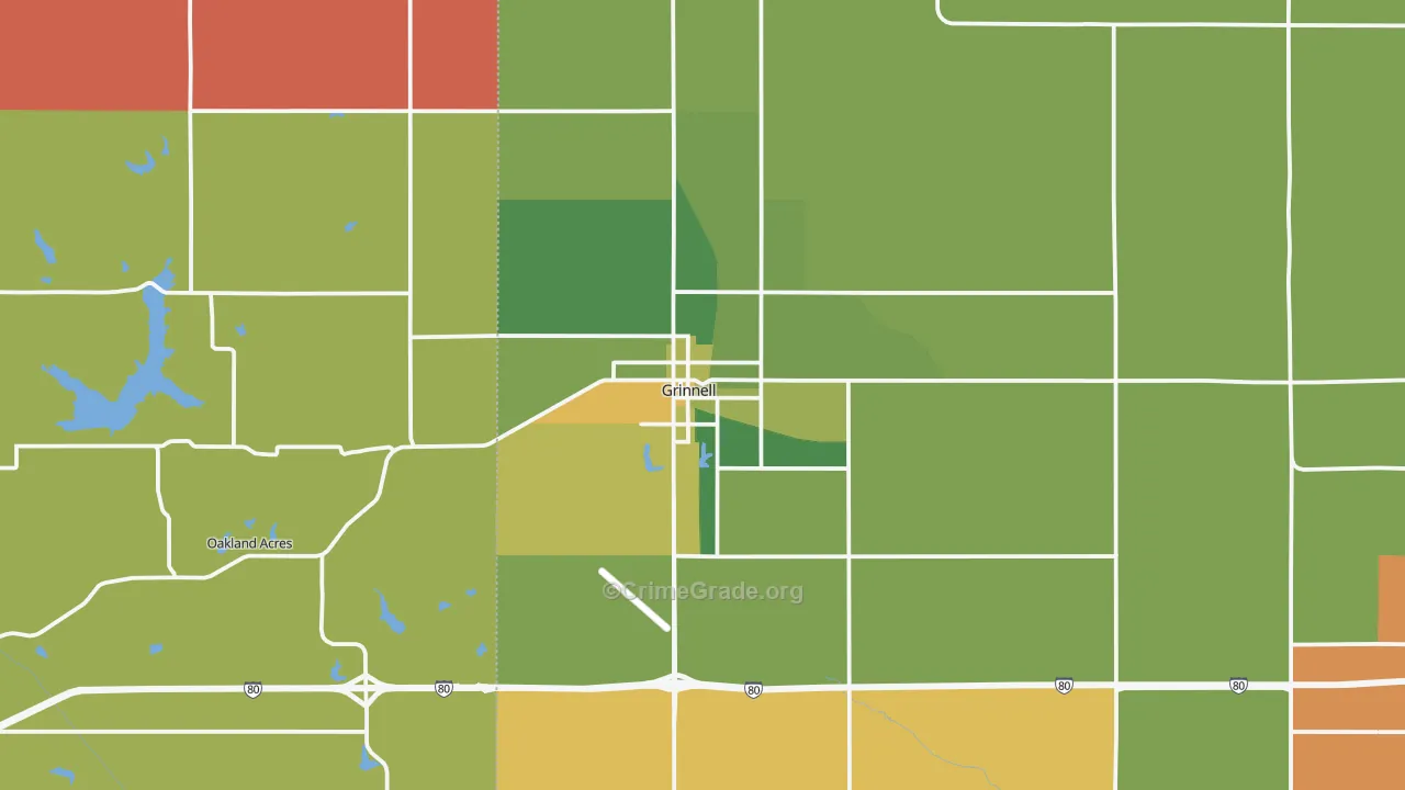 Grinnell, IA Map of Robbery Rates