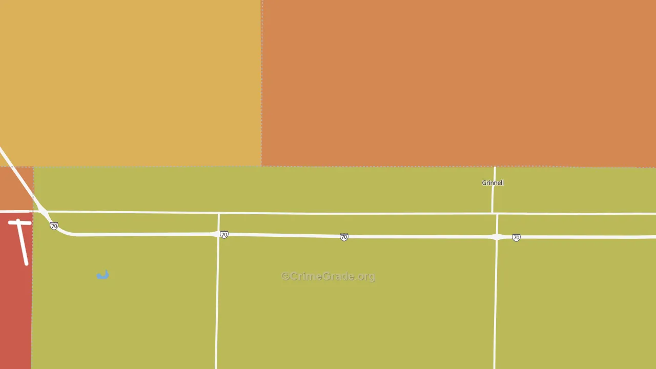 Grinnell, KS Map of Robbery Rates