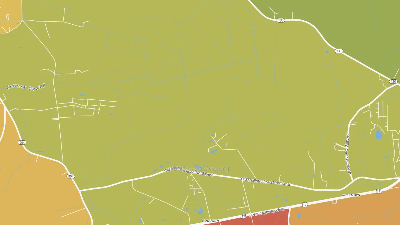 Grissettown, NC Map of Robbery Rates
