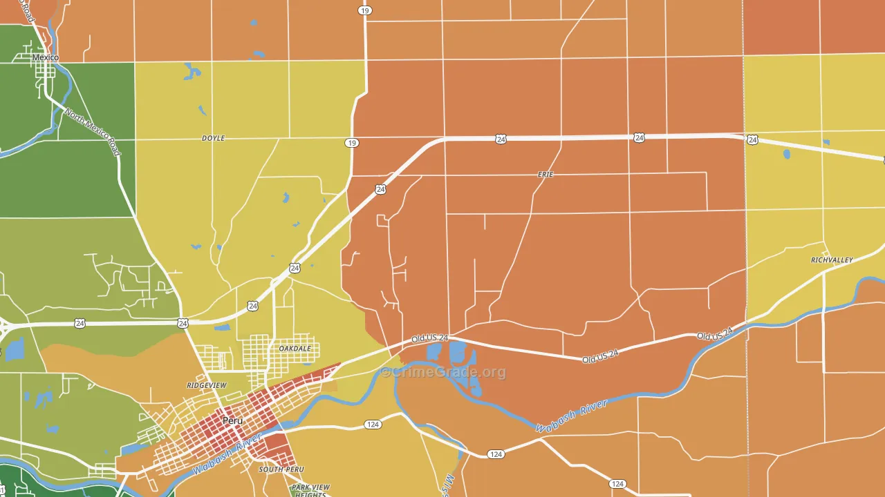 Grissom Arb, IN Map of Robbery Rates