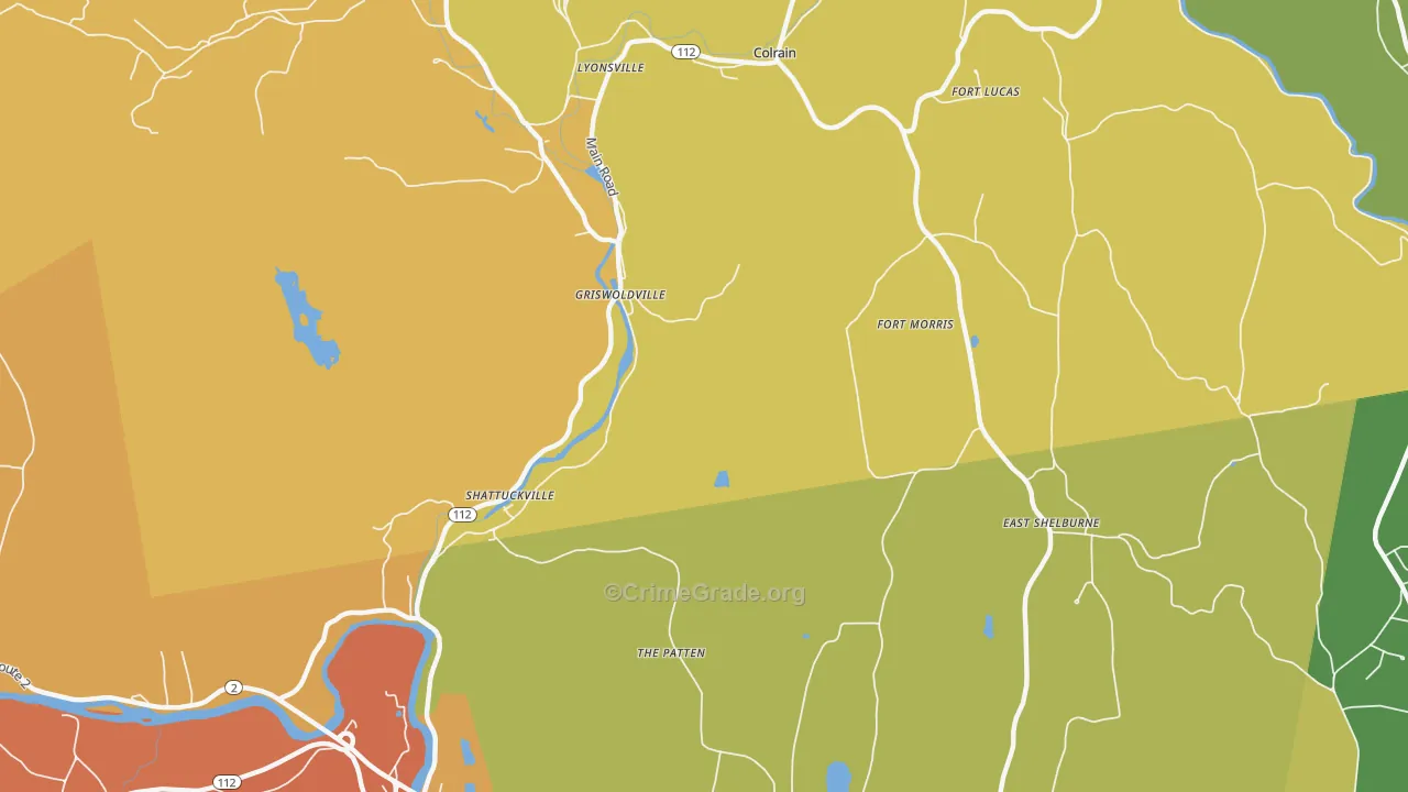 Griswoldville, MA Map of Robbery Rates