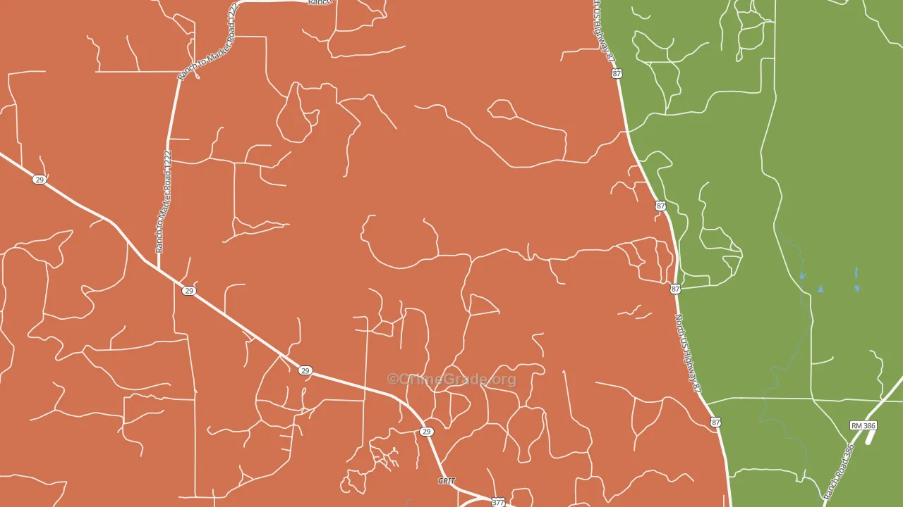 Grit, TX Map of Robbery Rates