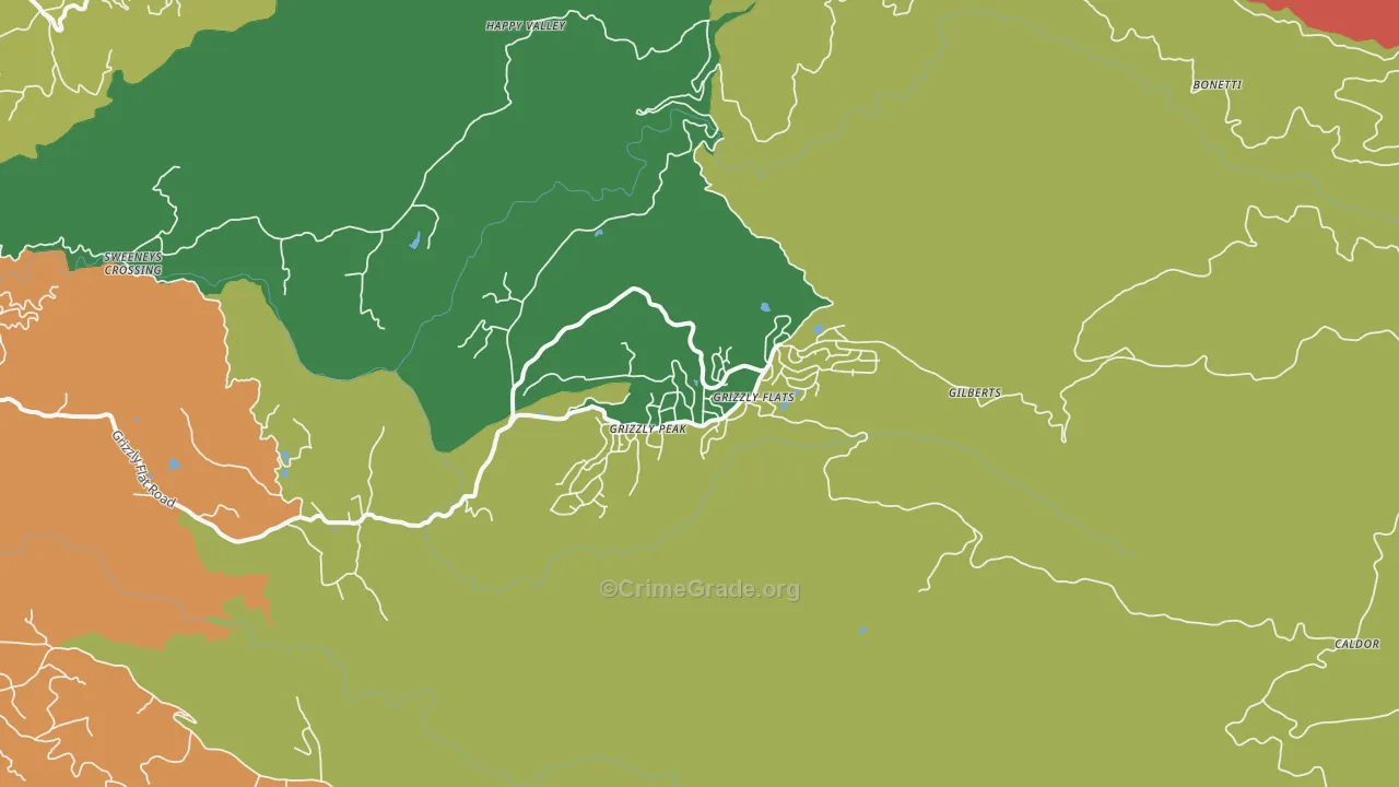 Grizzly Flats, CA Map of Robbery Rates