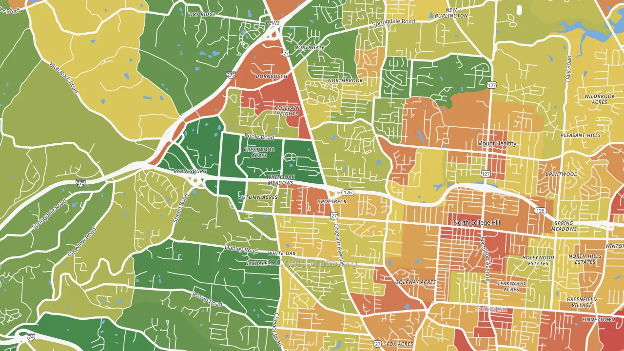 Groesbeck, Cincinnati, OH Map of Robbery Rates