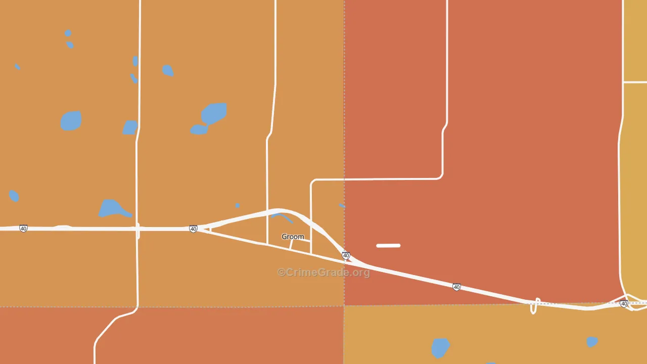 Groom, TX Map of Robbery Rates