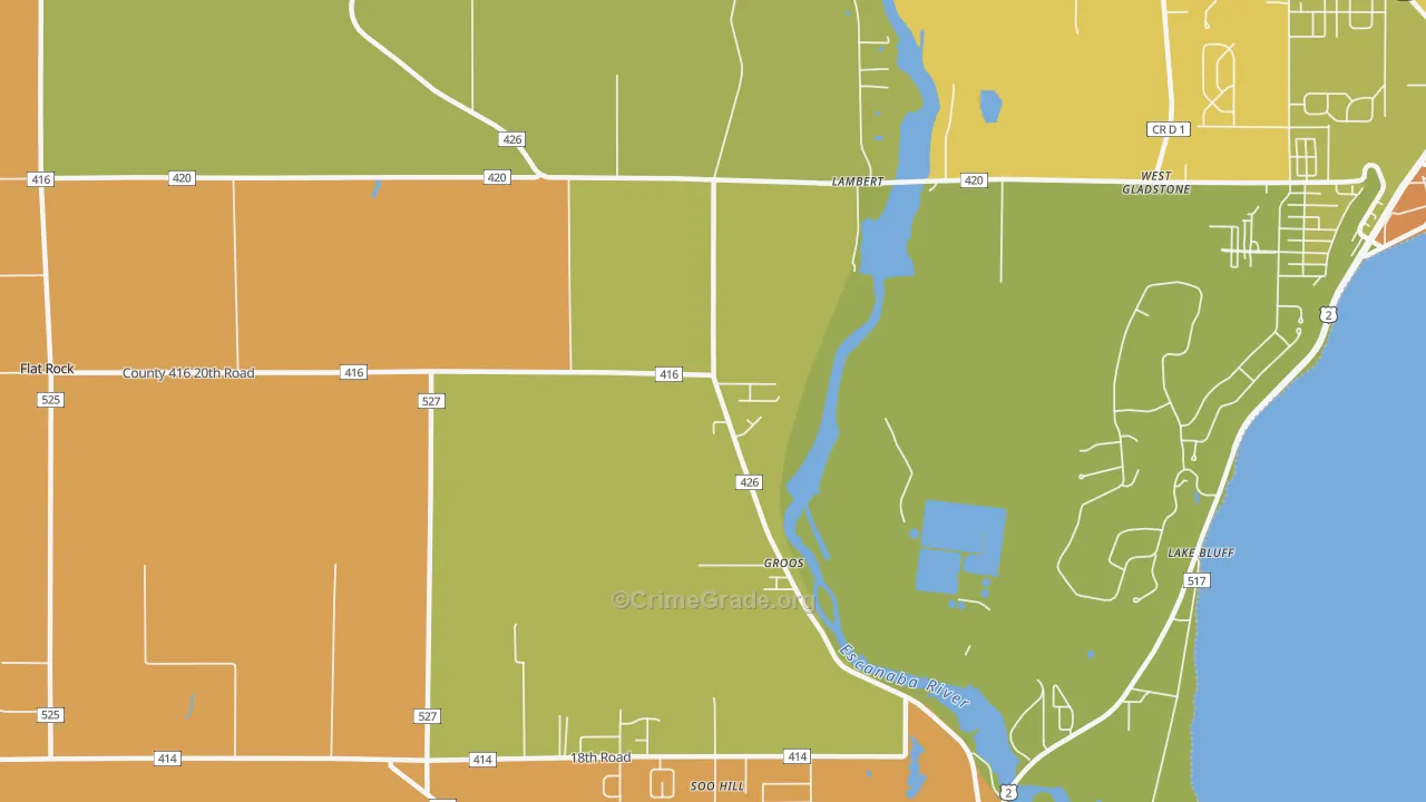 Groos, MI Map of Robbery Rates