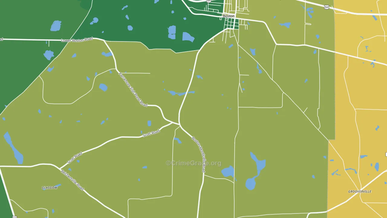 Grooverville, GA Map of Robbery Rates