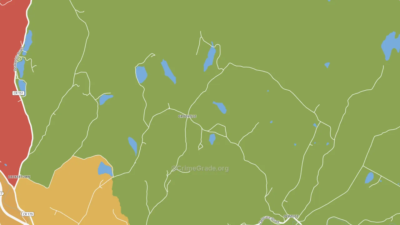 Grooville, NY Map of Robbery Rates