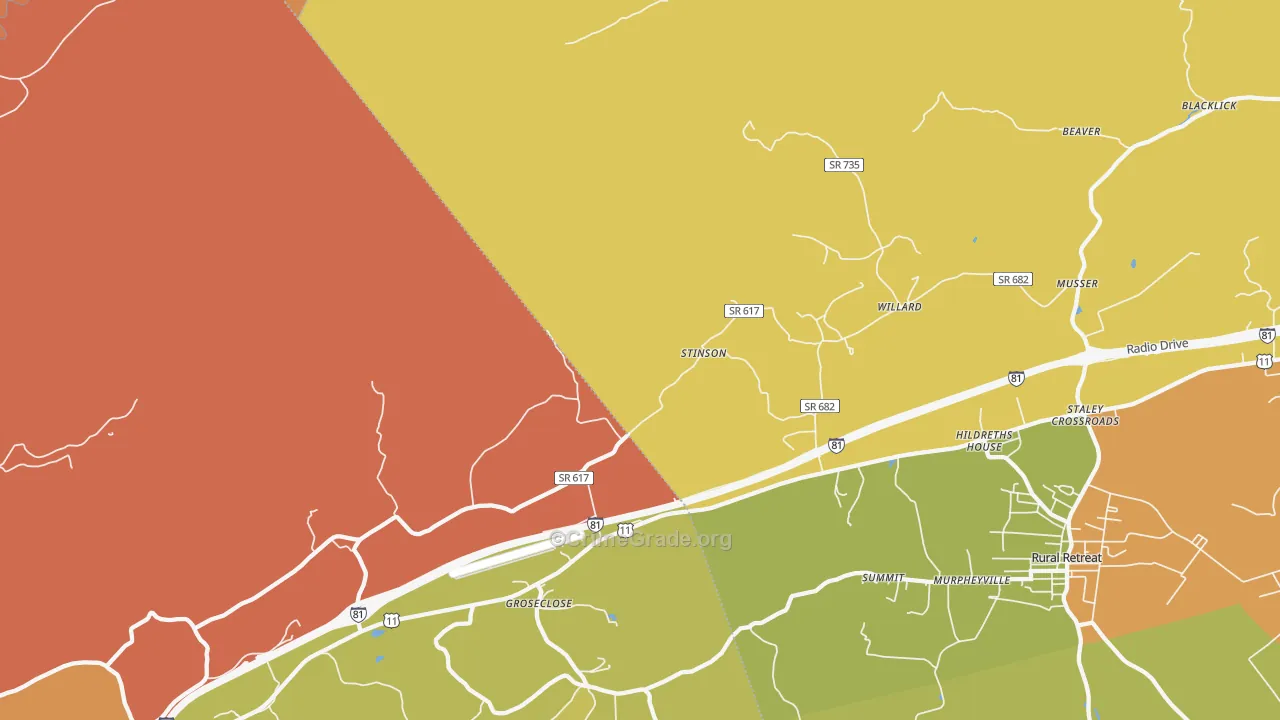 Groseclose, VA Map of Robbery Rates