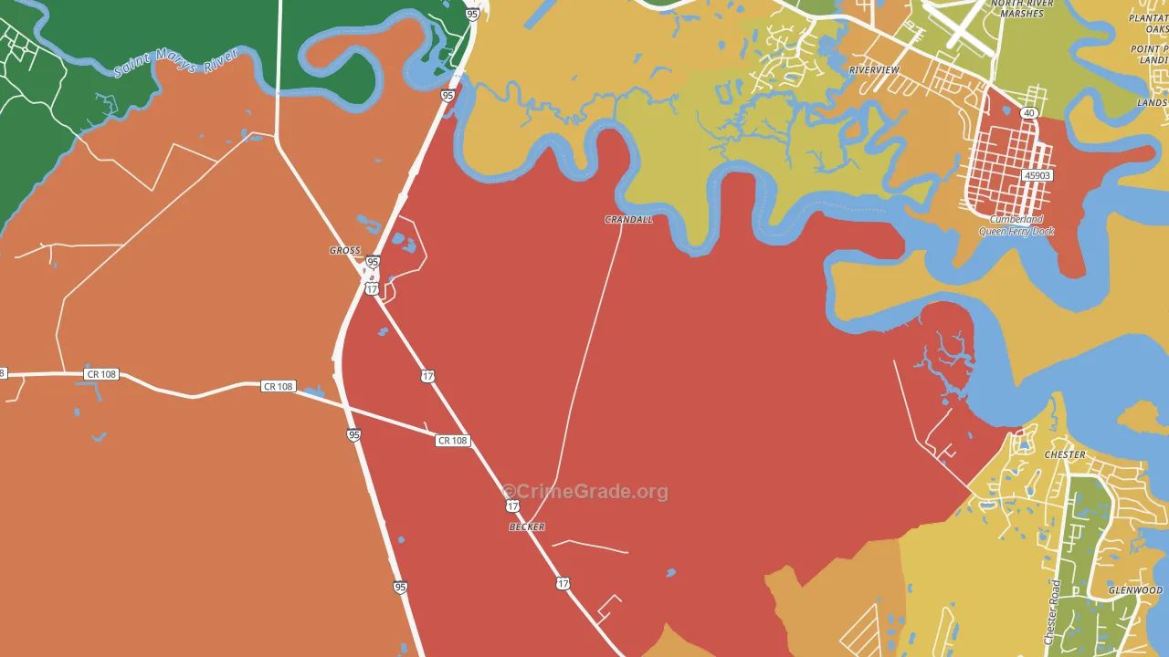 Gross, FL Map of Robbery Rates