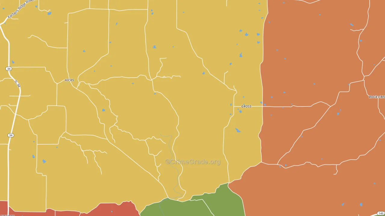 Gross, IL Map of Robbery Rates
