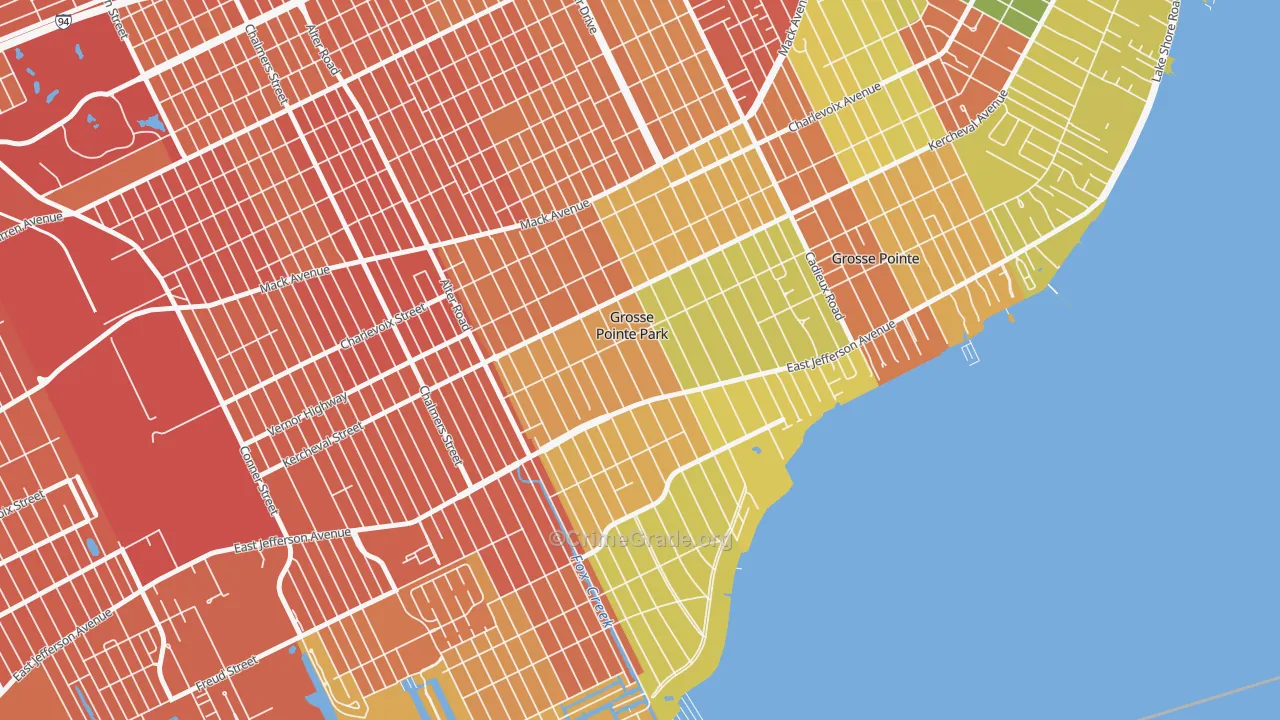 Grosse Pointe Park, MI Map of Robbery Rates