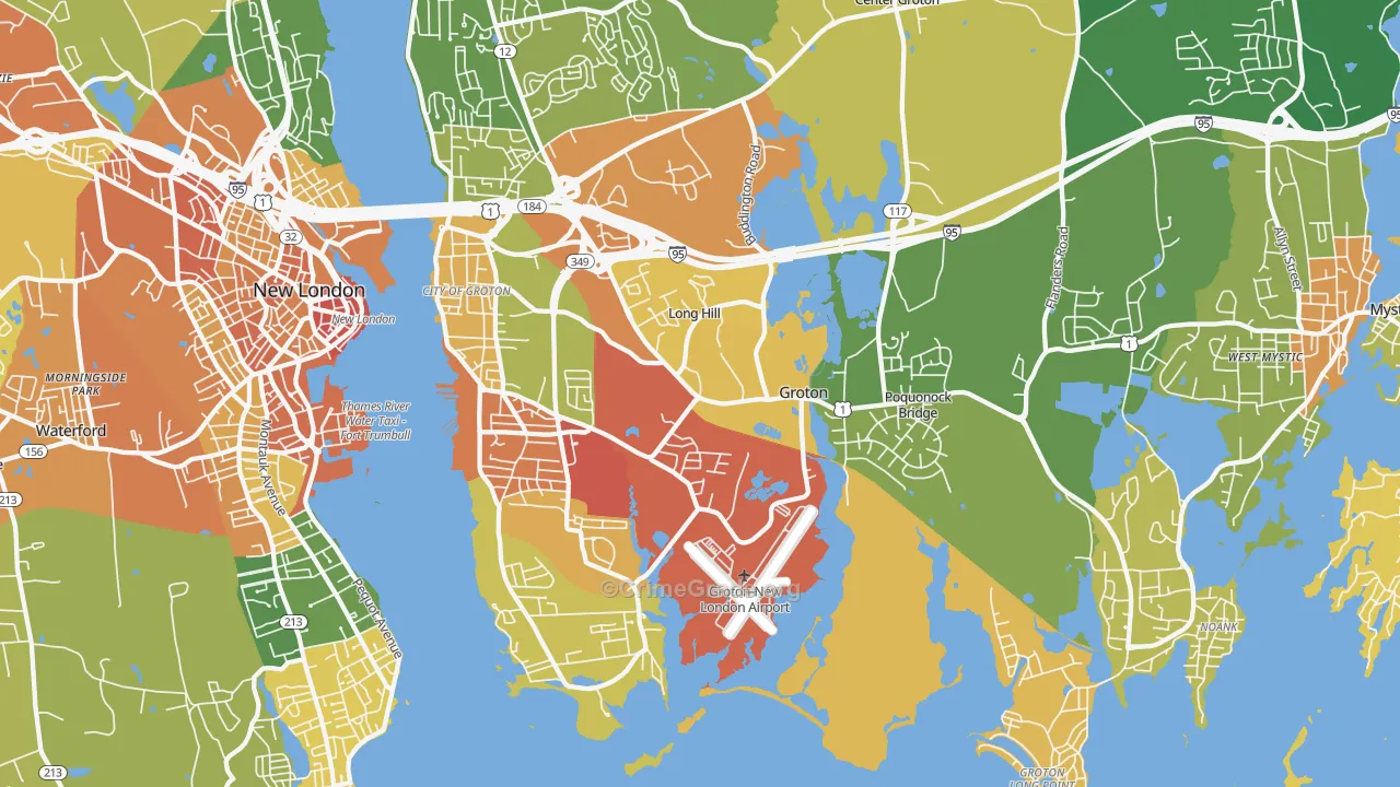 Groton, CT Map of Robbery Rates