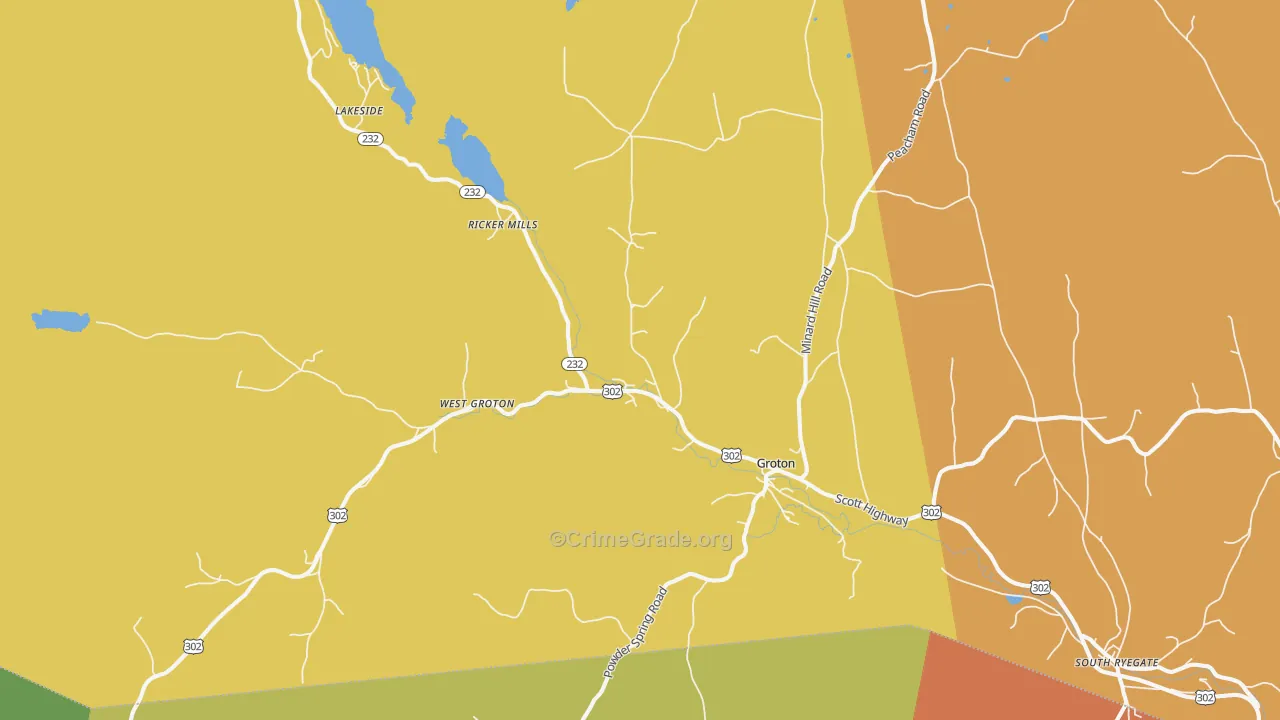 Groton, VT Map of Robbery Rates