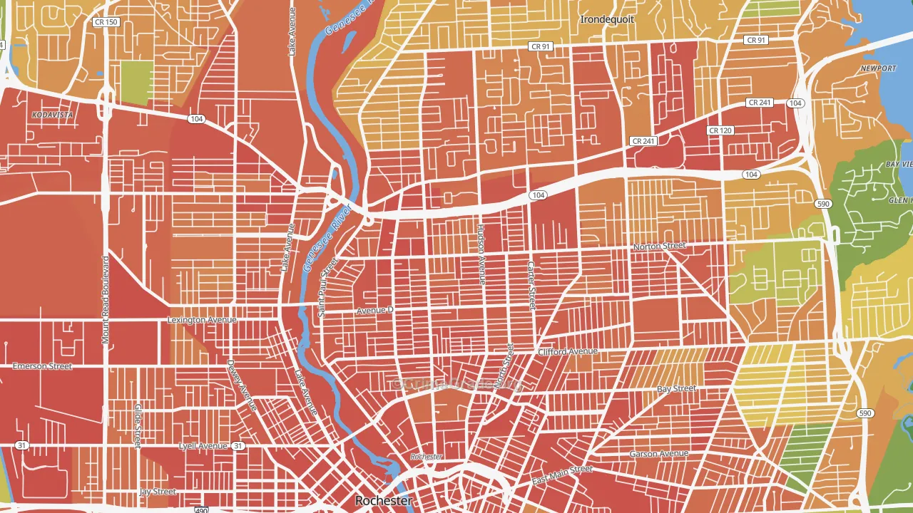 Group 14621, Rochester, NY Map of Robbery Rates