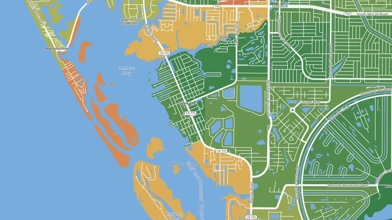 Grove City, FL Map of Robbery Rates
