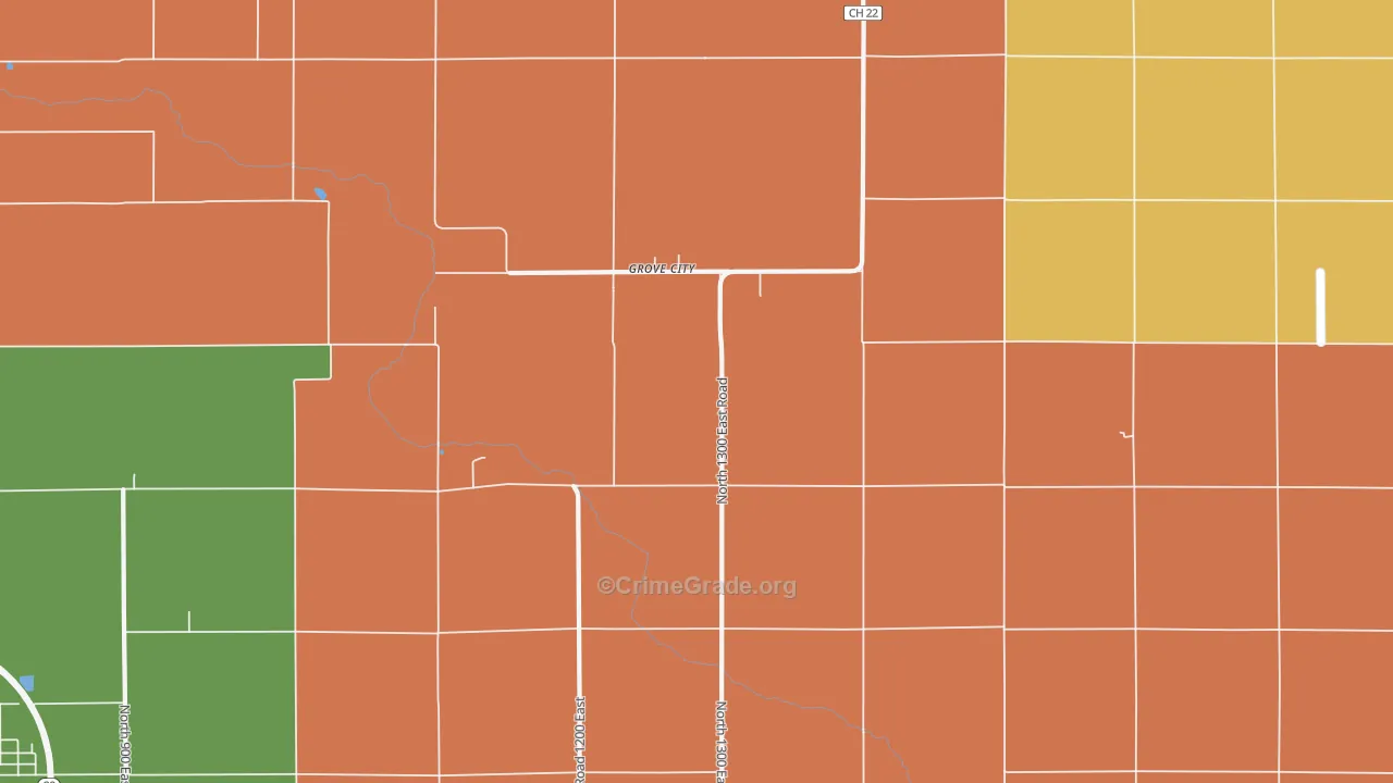 Grove City, IL Map of Robbery Rates
