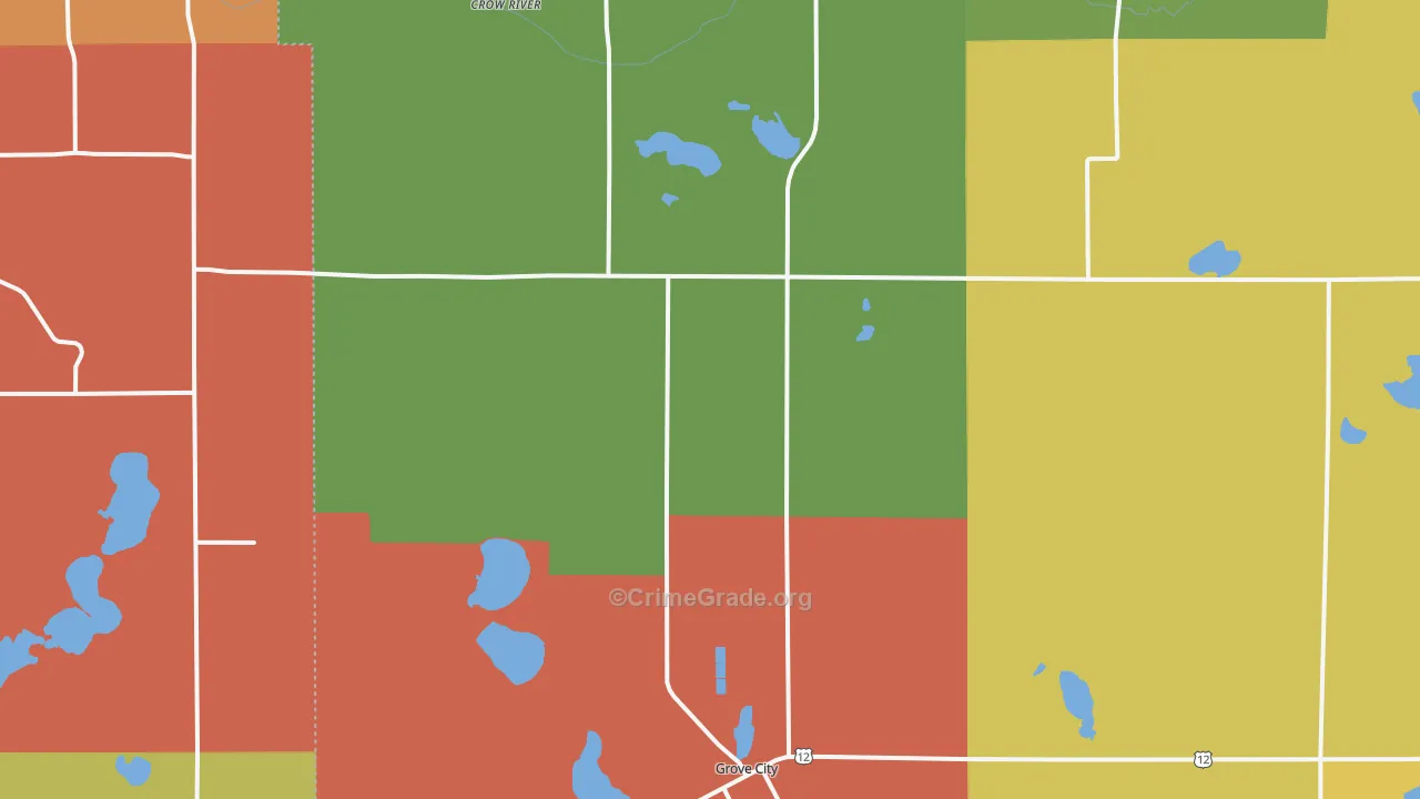 Grove City, MN Map of Robbery Rates