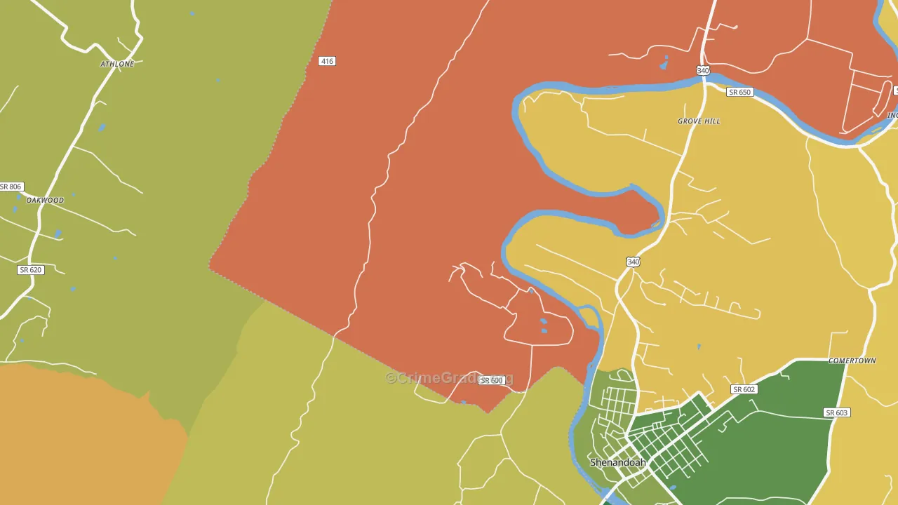 Grove Hill, VA Map of Robbery Rates
