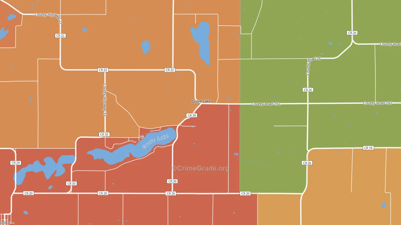 Grove Lake, MN Map of Robbery Rates