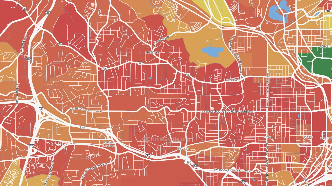 Grove Park, Atlanta, GA Map of Robbery Rates