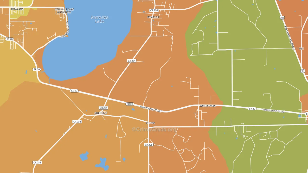 Grove Park, FL Map of Robbery Rates