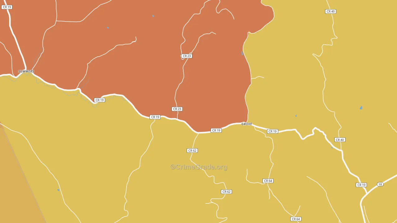 Grove, WV Map of Robbery Rates