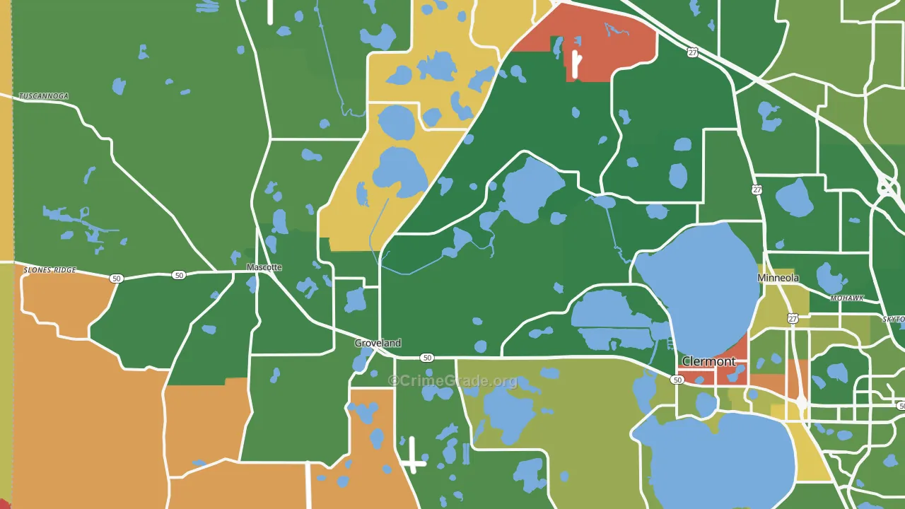 Groveland, FL Map of Robbery Rates