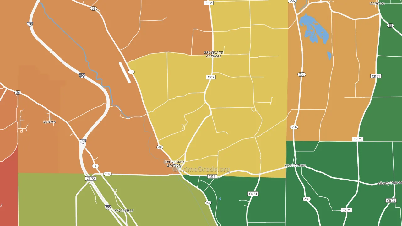 Groveland, NY Map of Robbery Rates