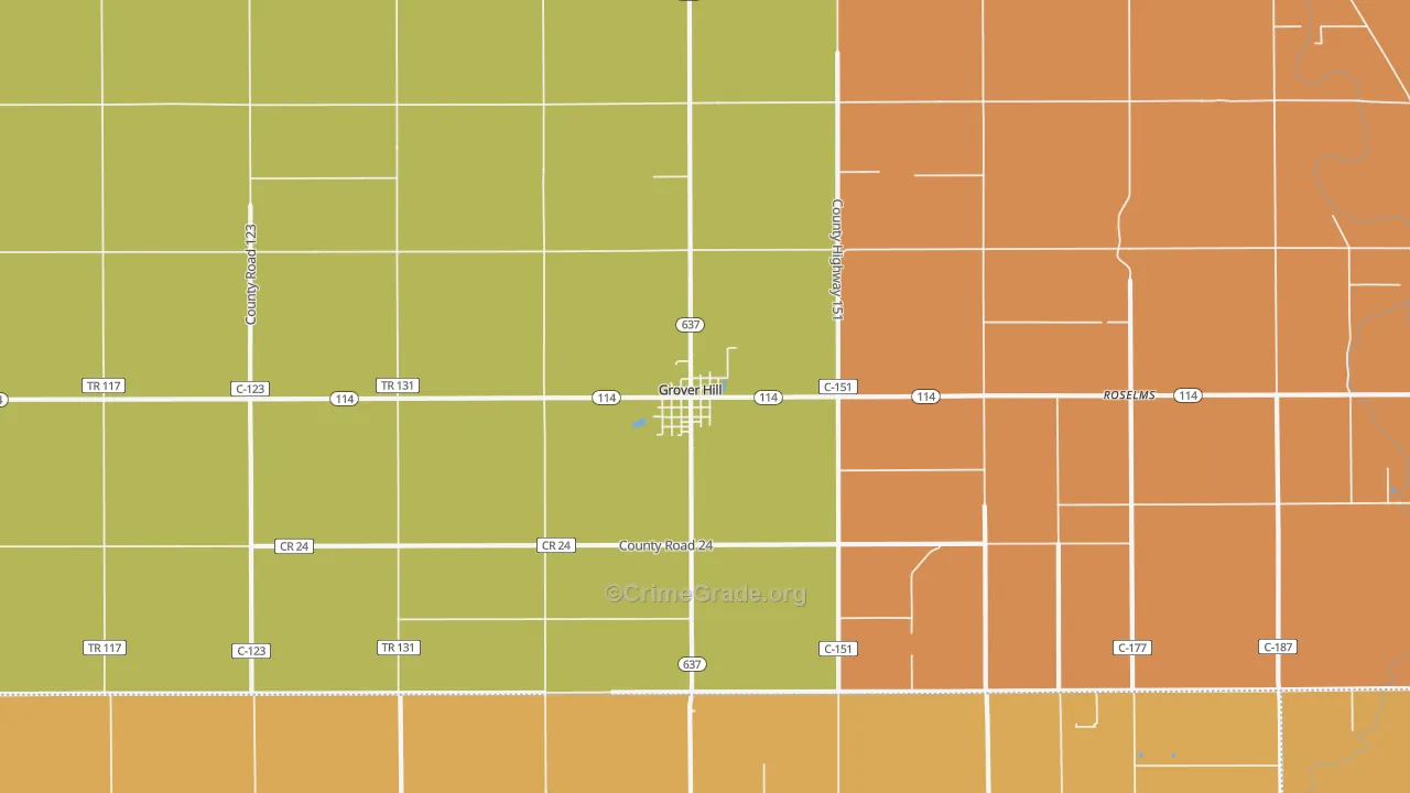 Grover Hill, OH Map of Robbery Rates