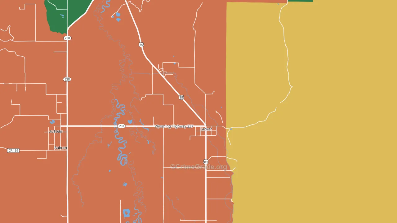 Grover, WY Map of Robbery Rates