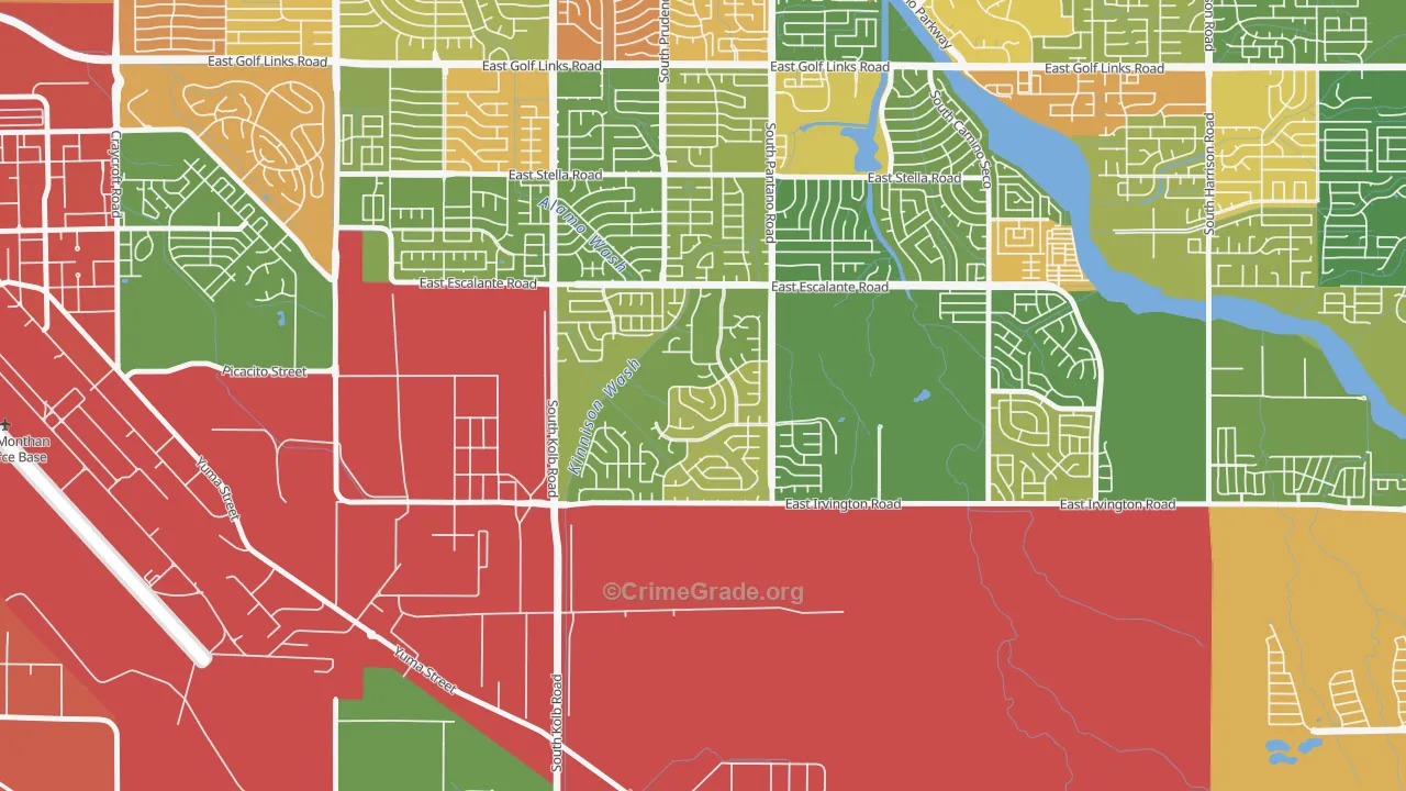 Groves Lincoln Park, Tucson, AZ Map of Robbery Rates