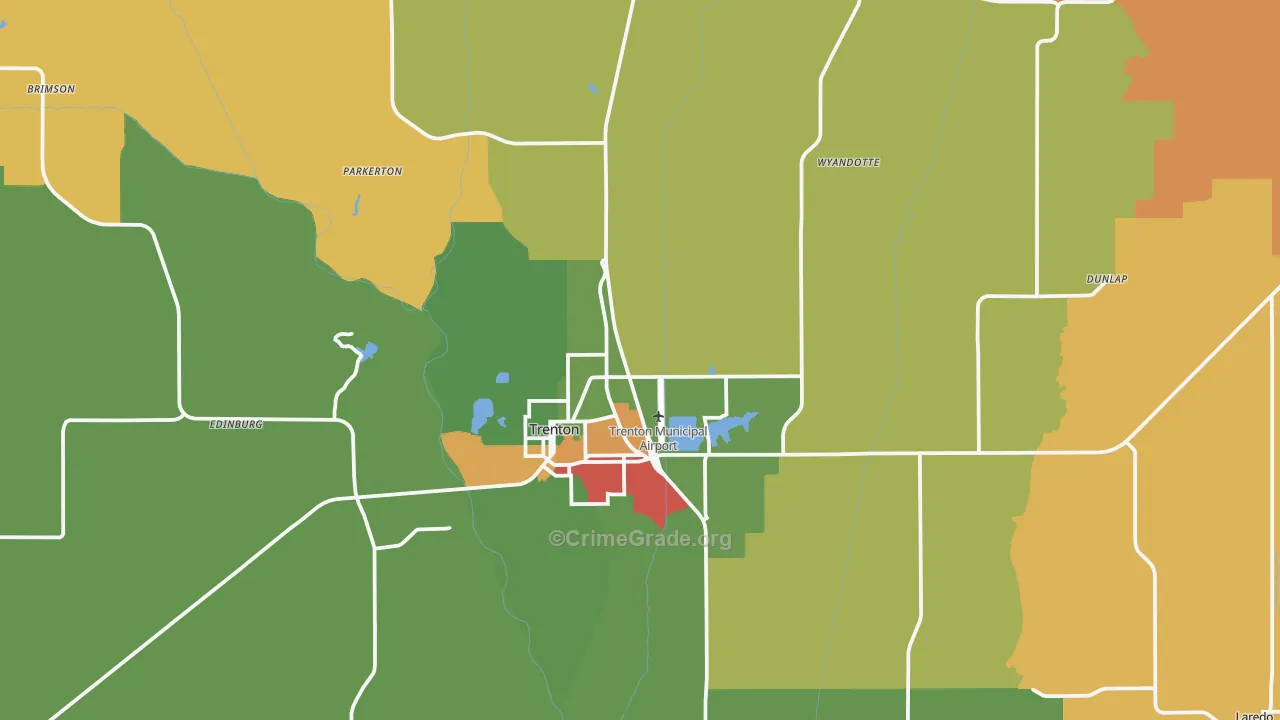 Grundy County, MO Map of Robbery Rates