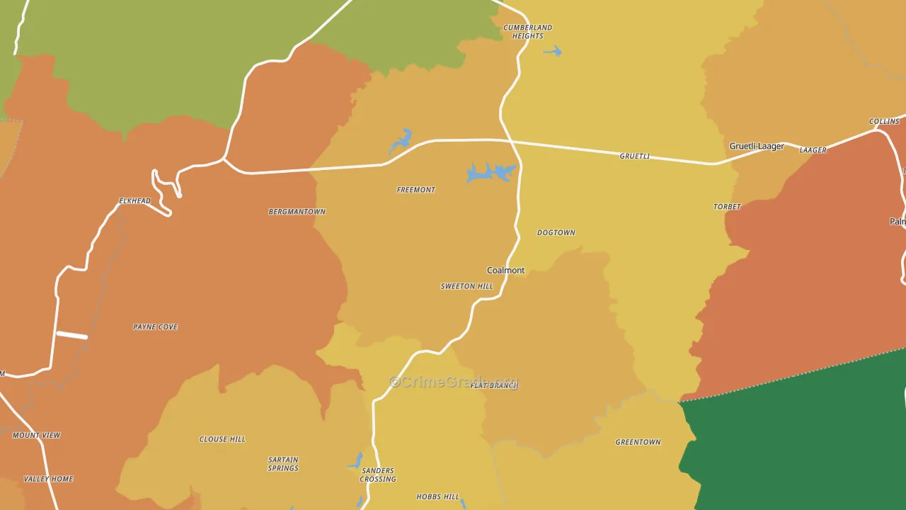 Grundy County, TN Map of Robbery Rates