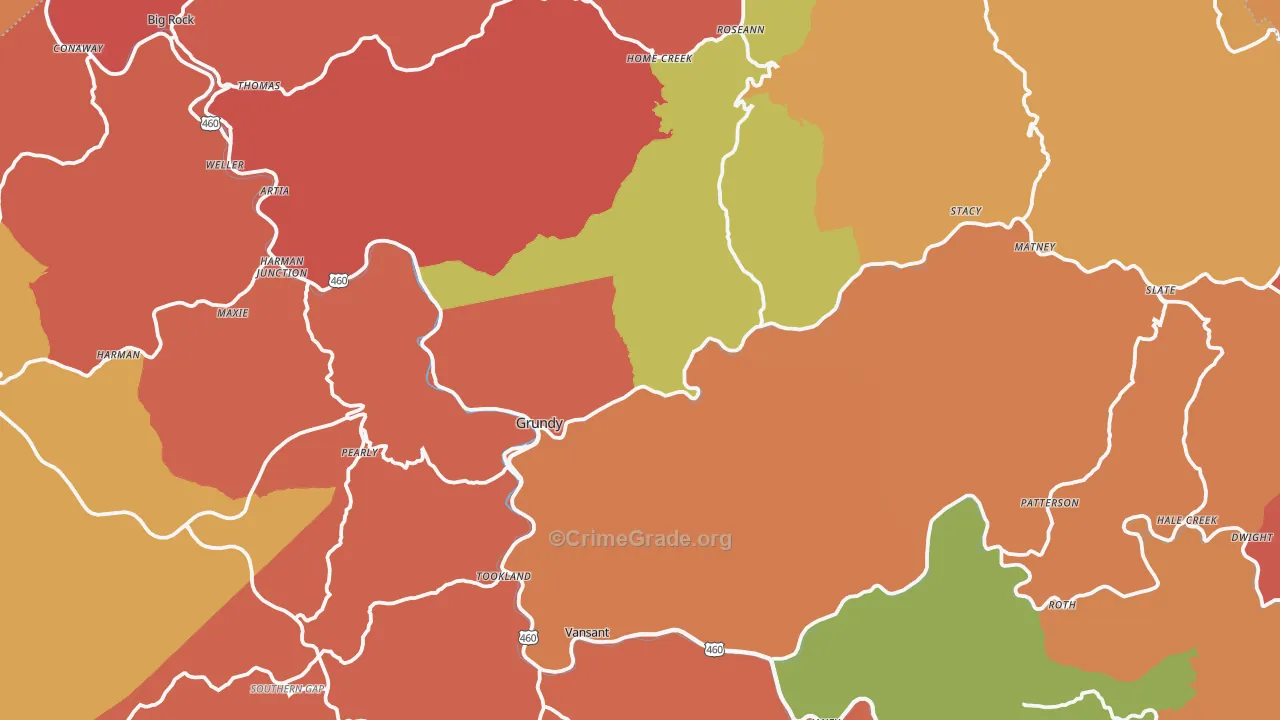 Grundy, VA Map of Robbery Rates