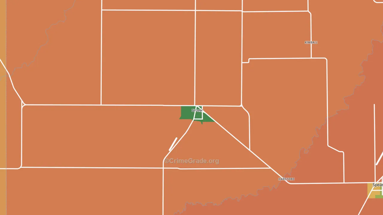 Gruver, TX Map of Robbery Rates