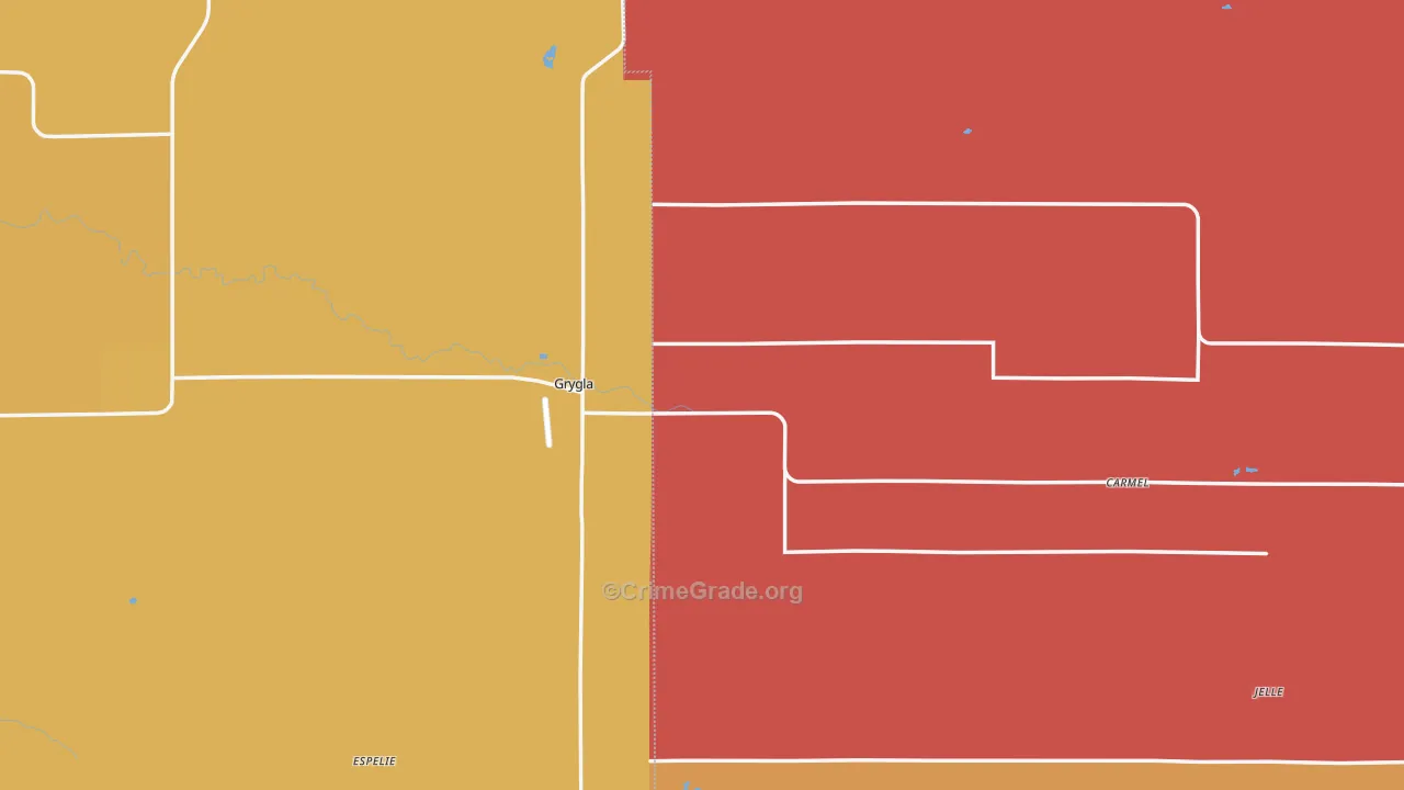 Grygla, MN Map of Robbery Rates