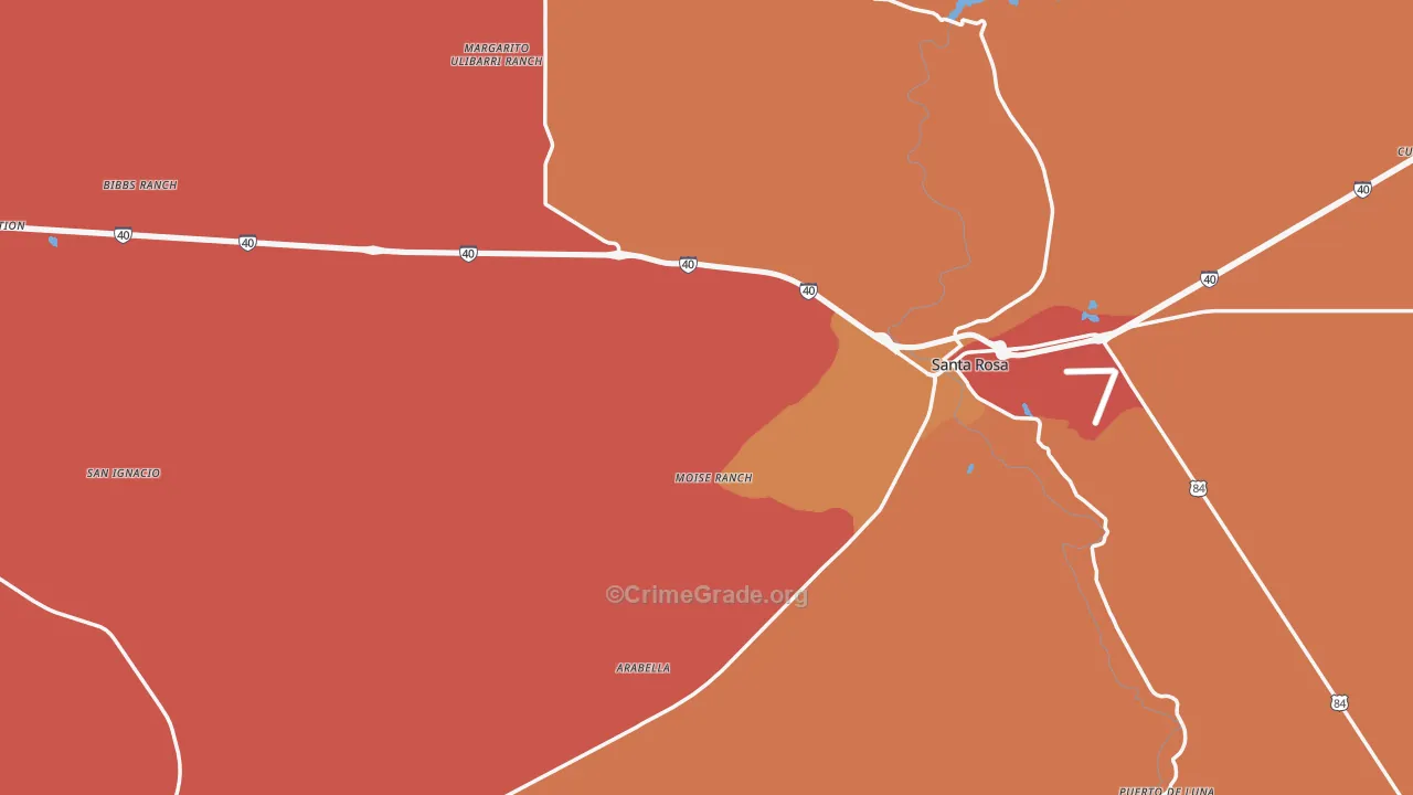 Guadalupe County, NM Map of Robbery Rates