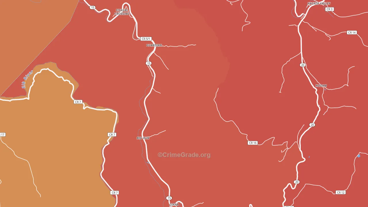 Guardian, WV Map of Robbery Rates