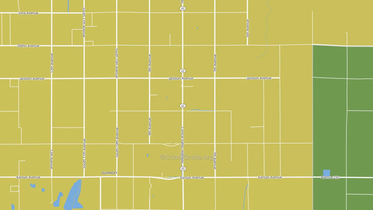 Guernsey, CA Map of Robbery Rates