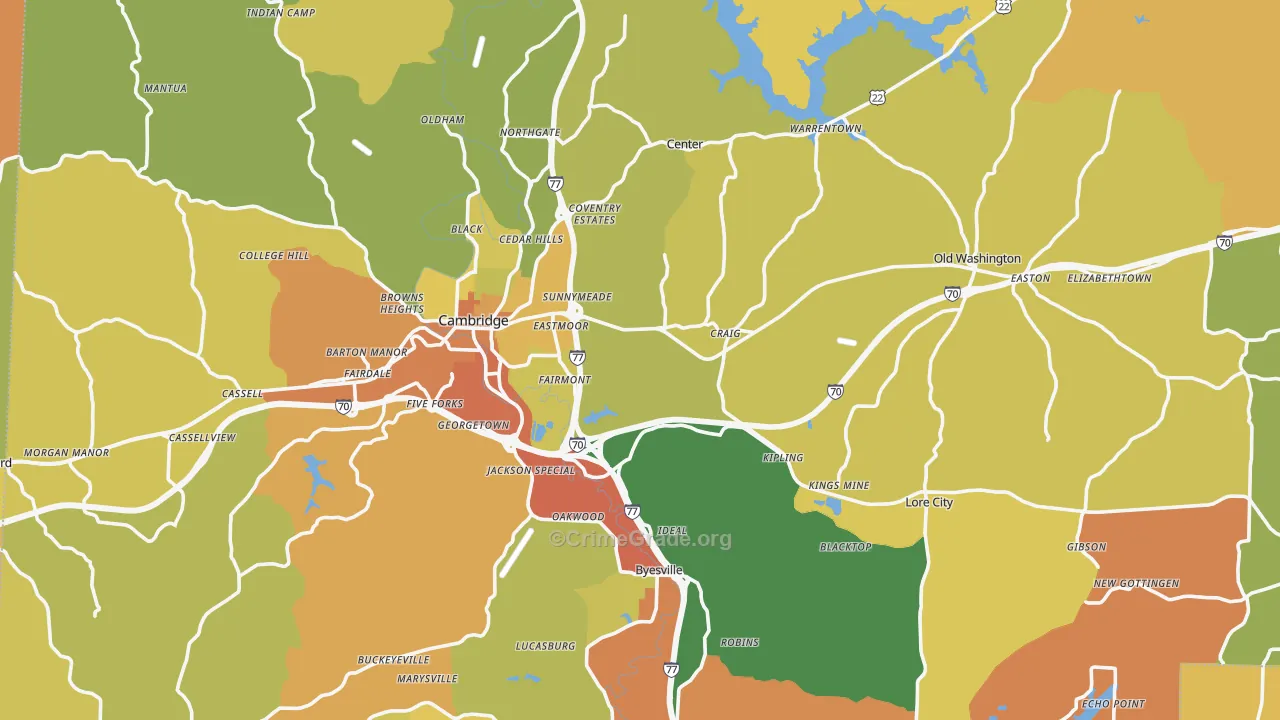 Guernsey County, OH Map of Robbery Rates