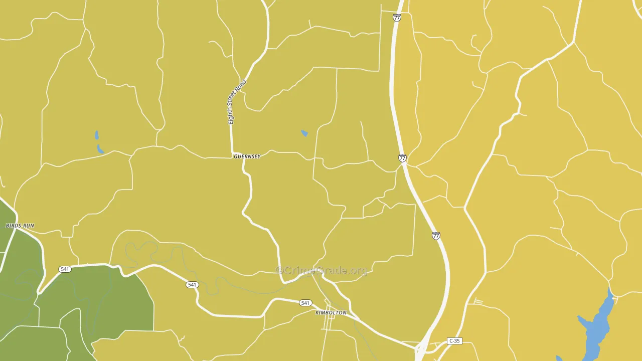 Guernsey, OH Map of Robbery Rates