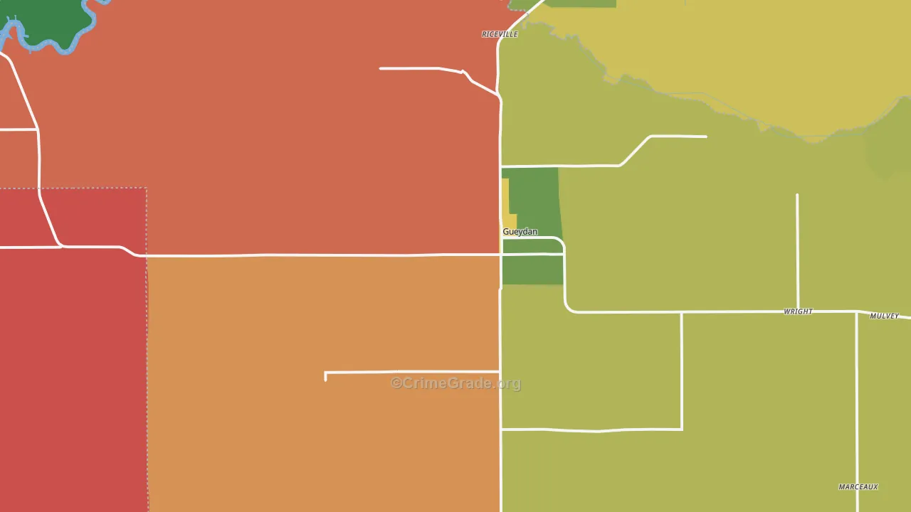 Gueydan, LA Map of Robbery Rates