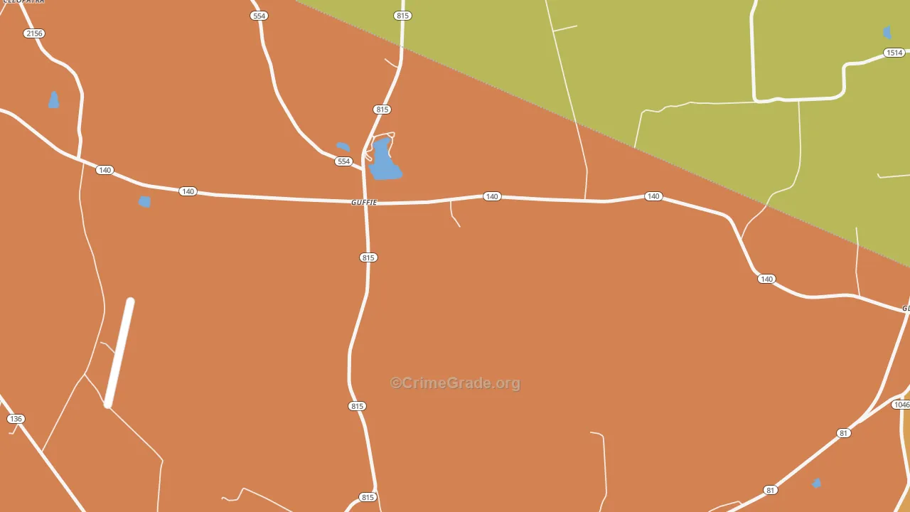 Guffie, KY Map of Robbery Rates