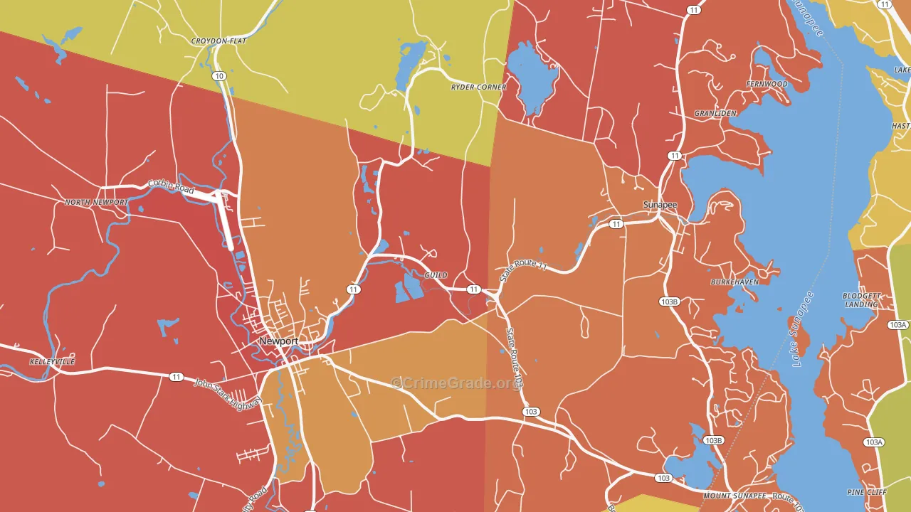 Guild, NH Map of Robbery Rates