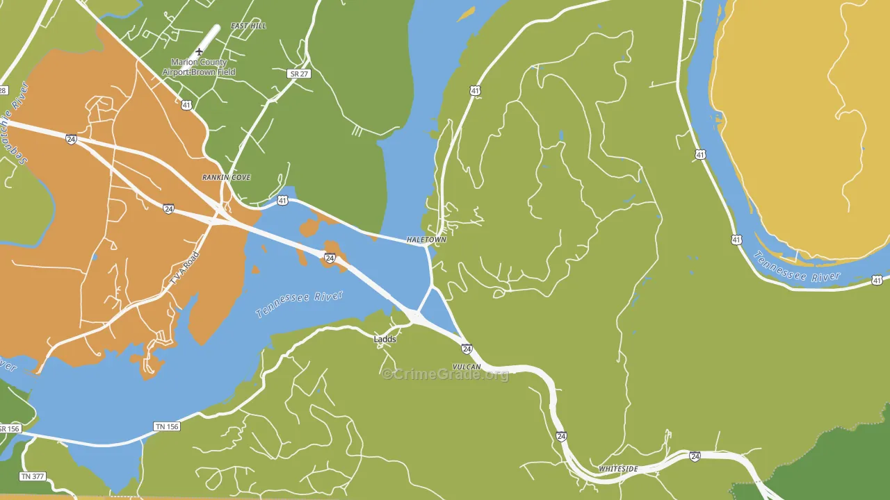 Guild, TN Map of Robbery Rates