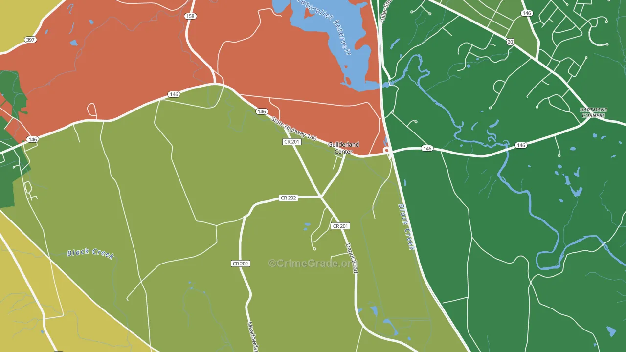 Guilderland Center, NY Map of Robbery Rates